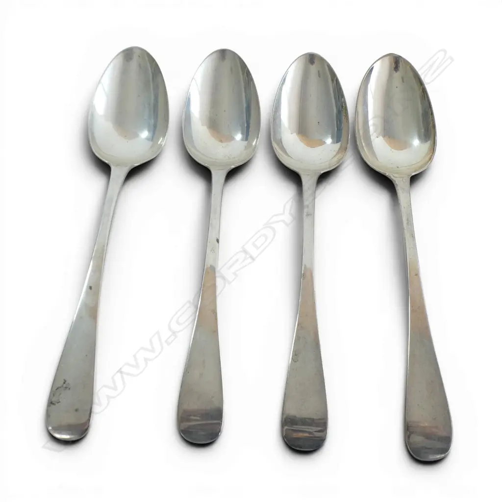 4 VICTORIAN S/SILVER SERVING SPOONS 252GMS Image 1++