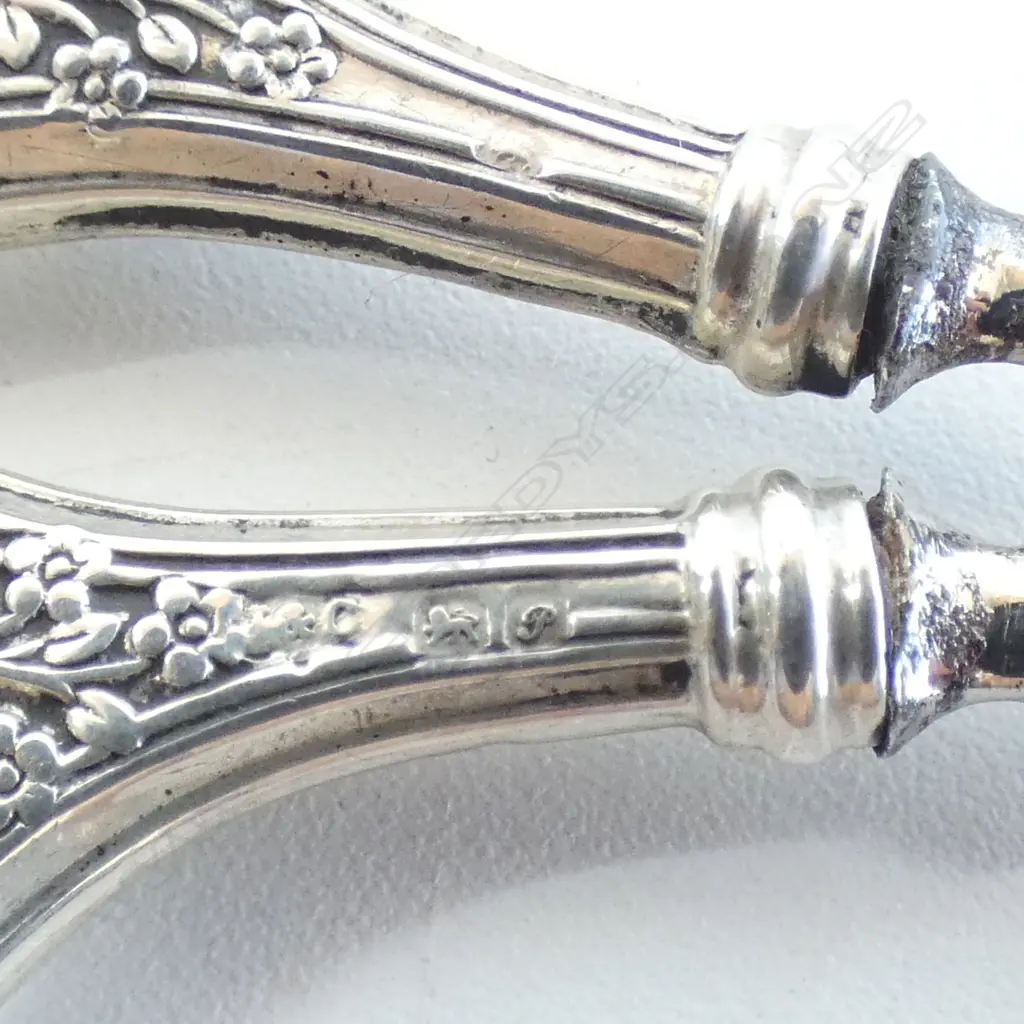 6 PRS SCISSORS, STG SILVER HANDLES L.115mm Image 1++