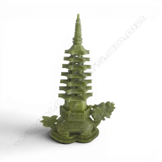 CHINESE JADE PAGODA LION SCUPTURE H370MM