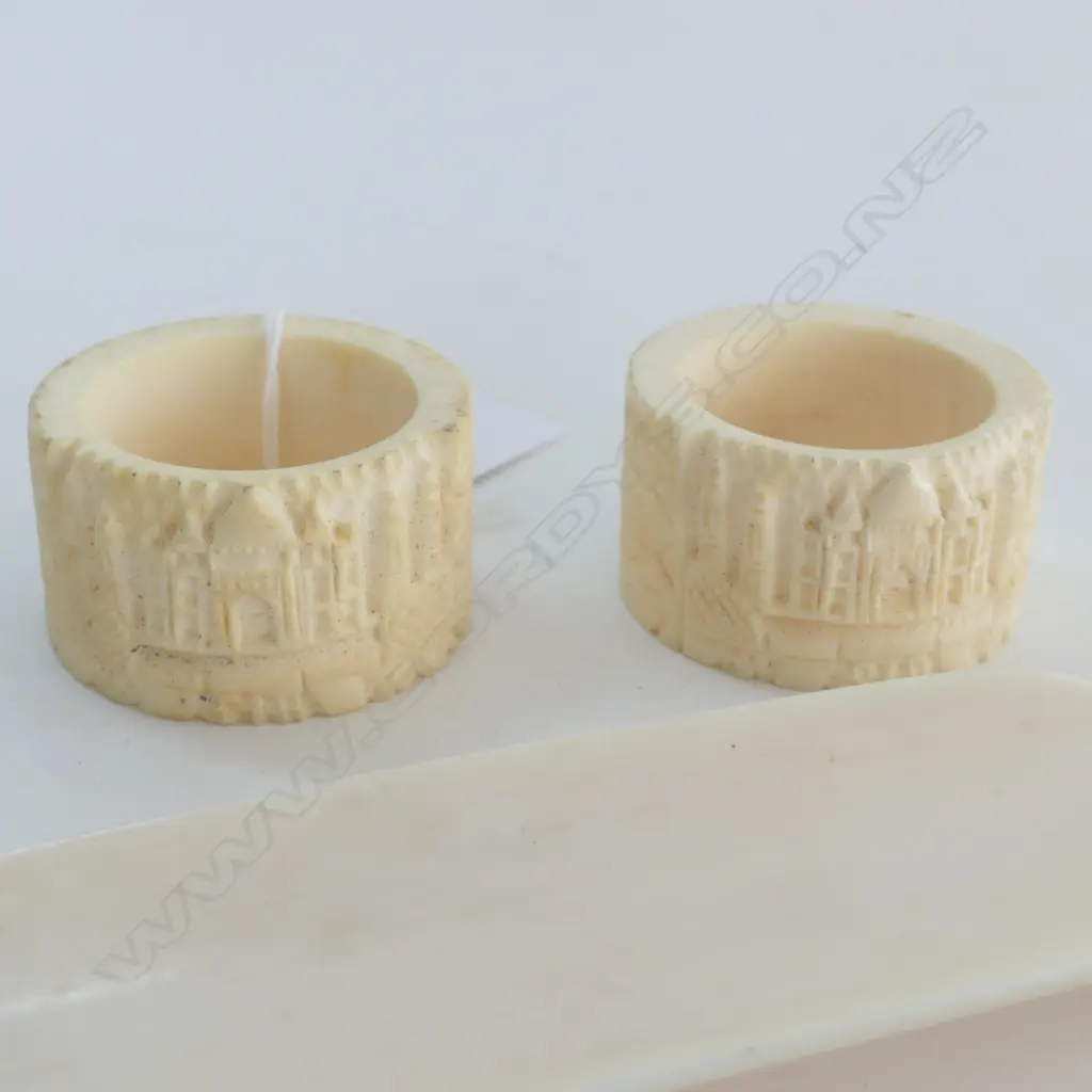 TORTOISE SHELL LETTER OPENER L250MM IVORY SHOE HORN L210MM & 2 IVORY NAPPKIN RINGS Image 1++
