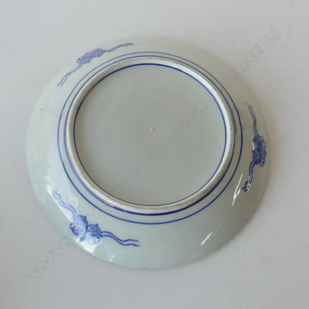JAPANESE MEIJI PERIOD ARITA blue & white CHARGER with figure on horseback. Dia.320mm Image 1++
