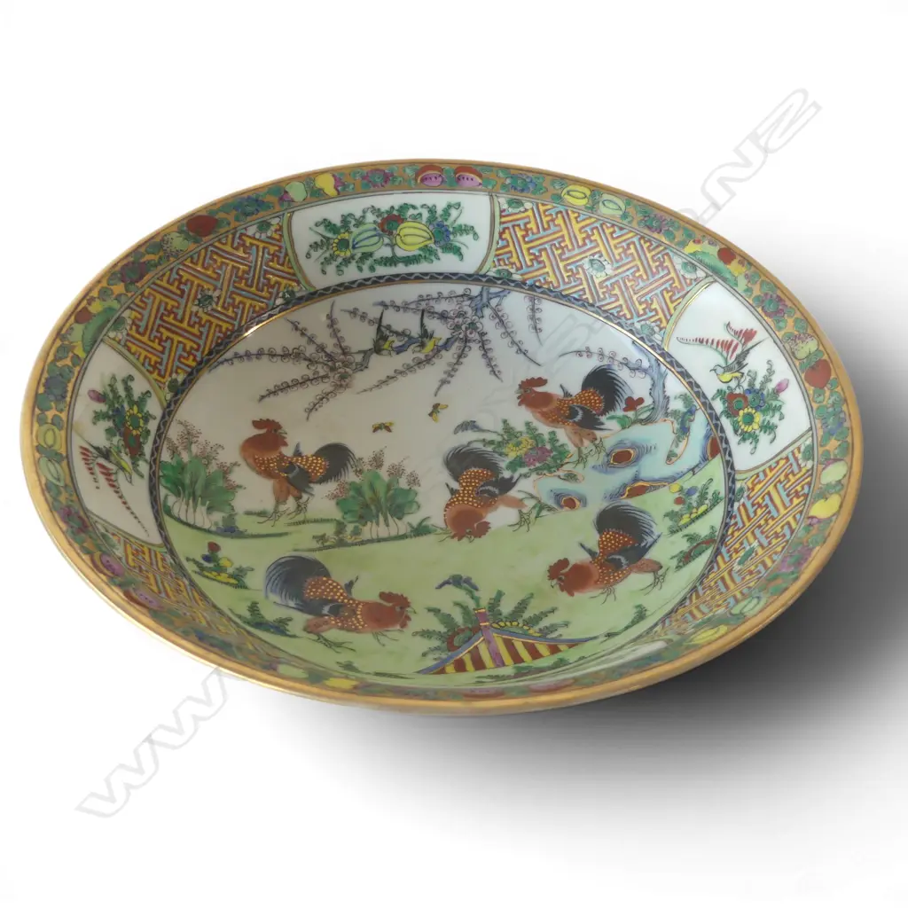 CHINESE COCKREL PORCELAIN BOWL DIA250MM Image 1++