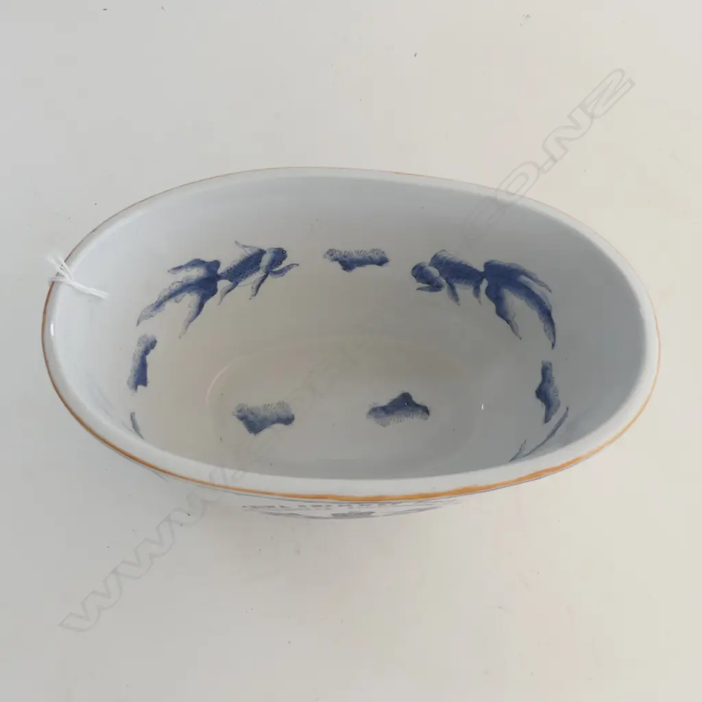 CHINESE B/W EXPORT PORCELAIN BOWL MASON IRONSTONE  EMBLEM L250MM Image 1++