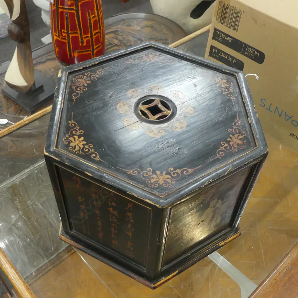 VINTAGE CHINESE HAT BOX H.260mm, 330mm dia Image 1++