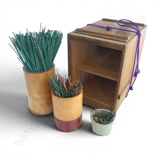 AN ASSORTMENT OF RARE OLD HIGH QUALITY JAPANESE INCENSE STICKS in old Japanese box