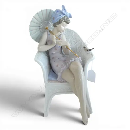 LLADRO SUNBATHER IN CHAIR WITH PARASOL (BIRD A/F) H250MM