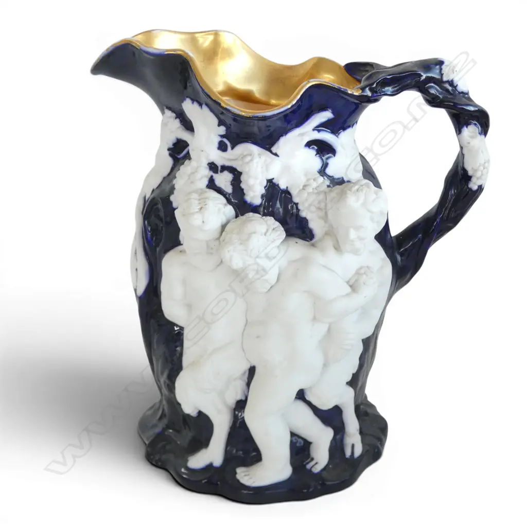 VICTORIAN BISQUE CHINA BACCHUS JUG H230MM Image 1++