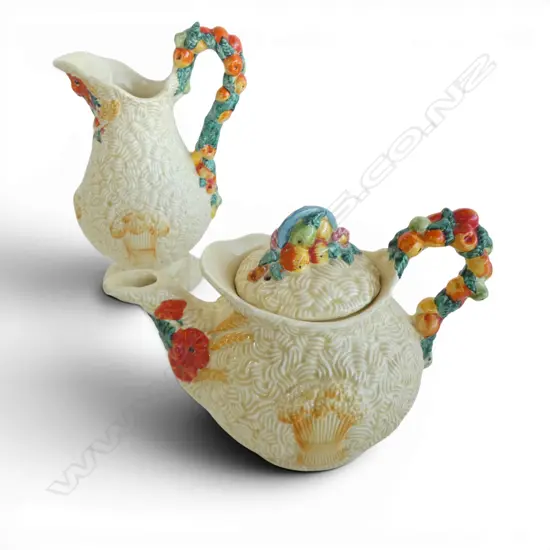 CLARICE CLIFF CELTIC HARVEST TEA POT & JUG H.220mm