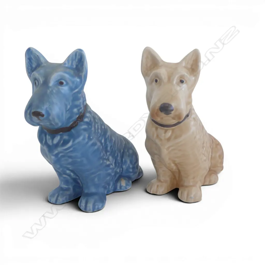 2 SYLVAC SITTING TERRIER FIGURINES #205, H.120x140mm, 1 w orig. label Image 1++