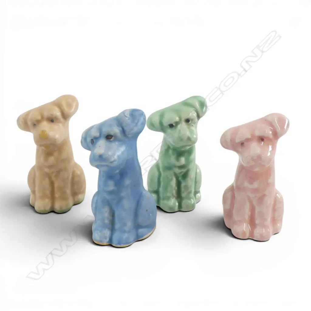 4 SYLVAC TINIES PUPPIES #1400, GRN/BLUE/PINK & BROWN, H.45mm Image 1++