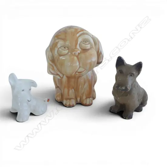 3 VINTAGE CHINA DOG ORNAMENTS SMALLEST BESWICK CHINA H95MM