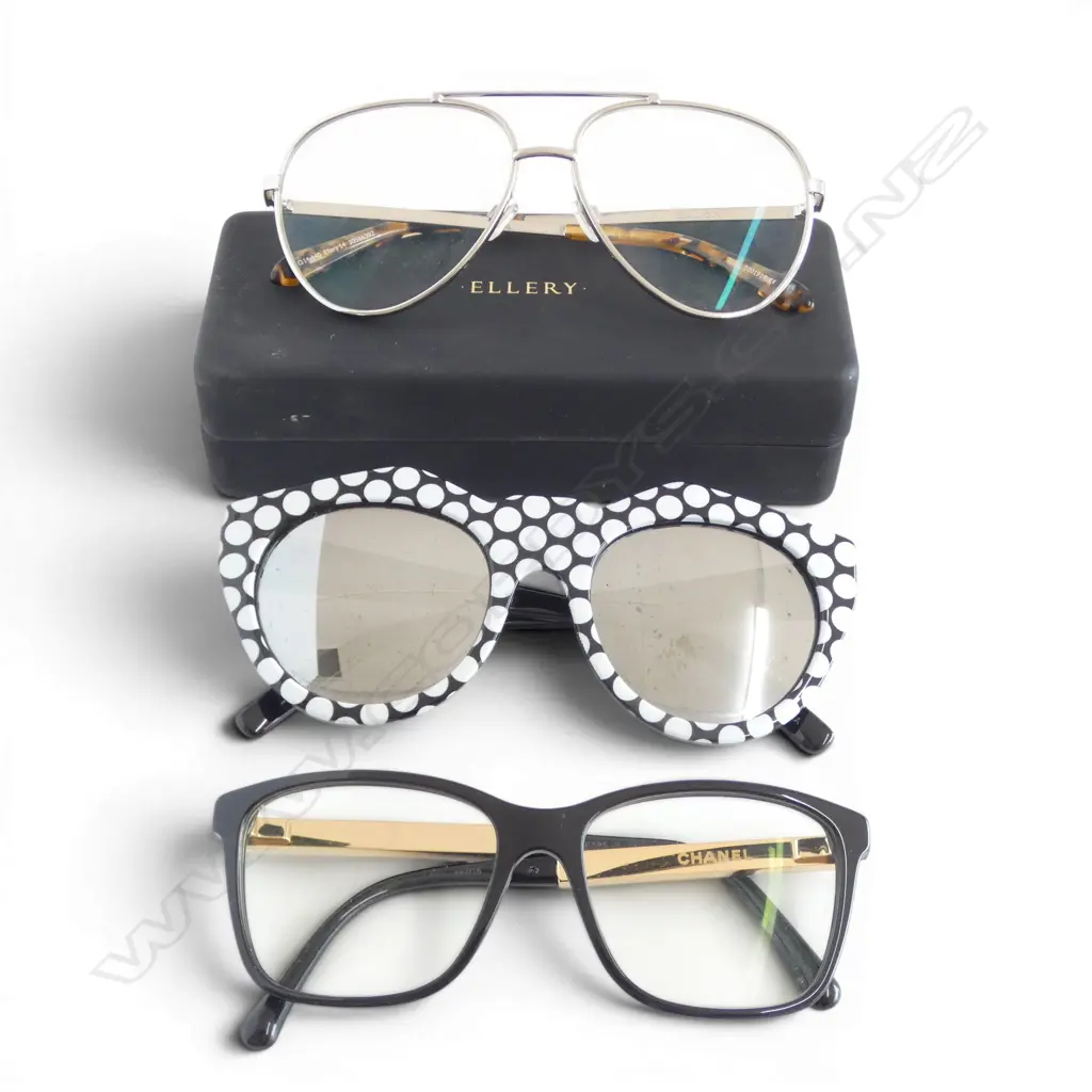3 PRS GLASSES; ELLERY AVIATOR PRESCRIPTION, CASED + CHANEL & LE SPECS Image 1++
