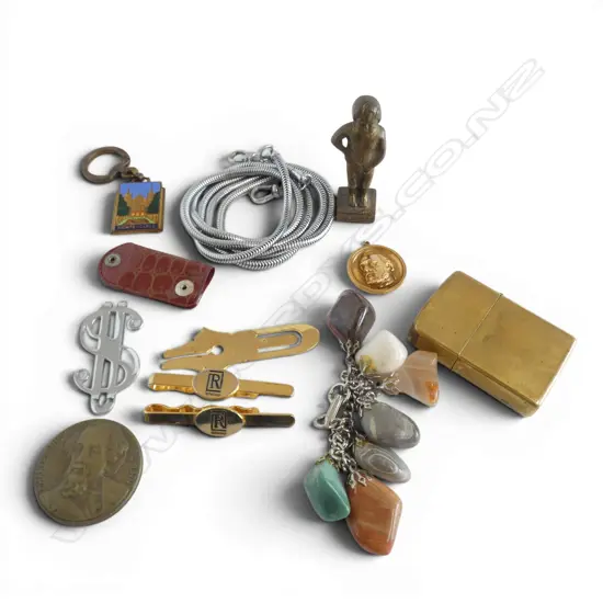 BAG LOT ZIPPO LIGHTER BILL CLIPS ETC