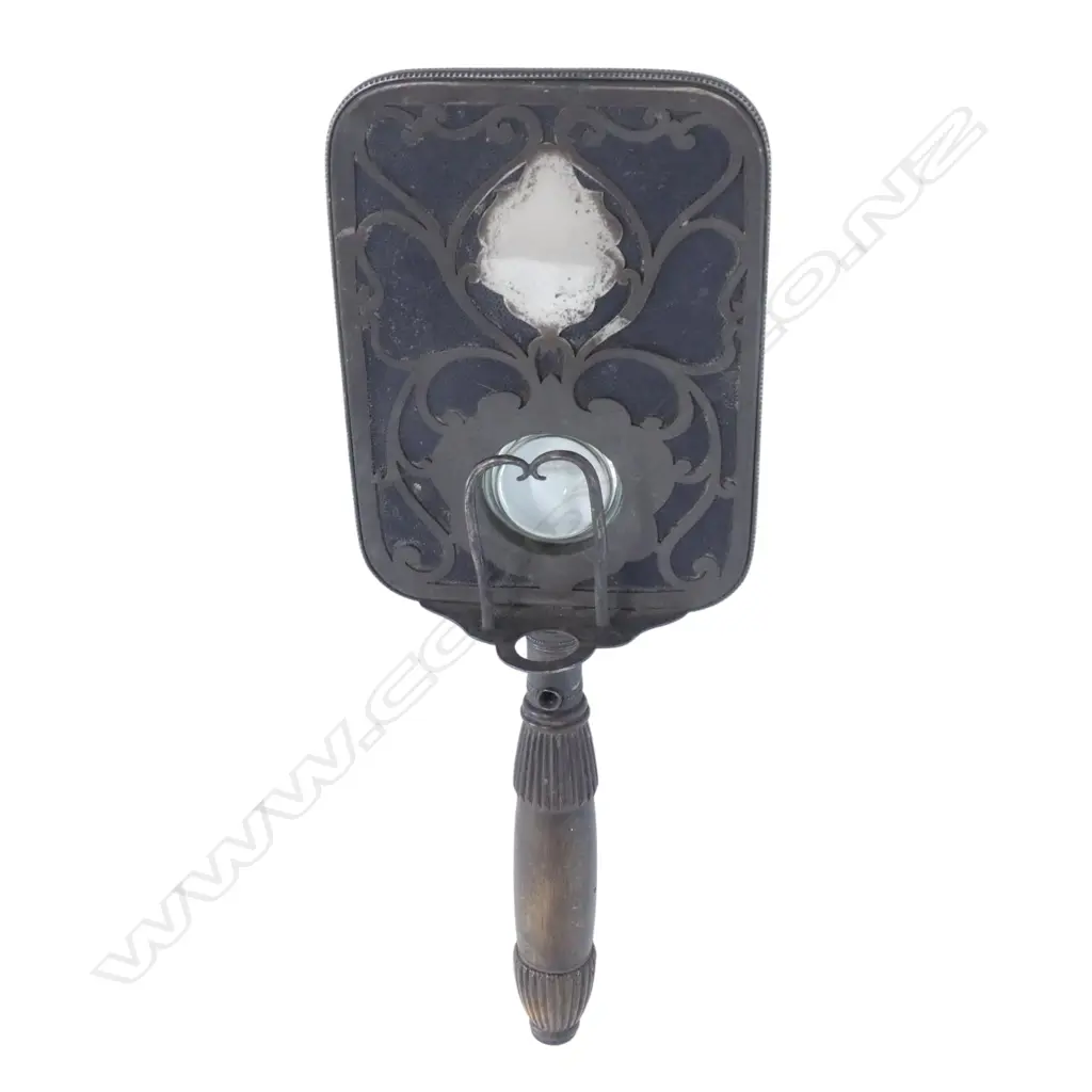 VINTAGE SILVER PLATED VANITY HAND MIRROR & MAGNIFIER Image 1++