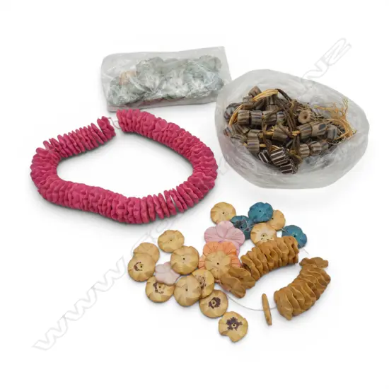 2 BAGS OF WEST AFRICAN TRADE BEADS COLOURS BROWN & BLUE STRIPES
