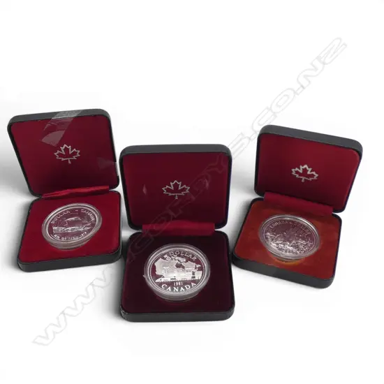 3 CASED CANADA .500 PROOF DOLLARS; 1979, 1980, 1981 69.66gms TW