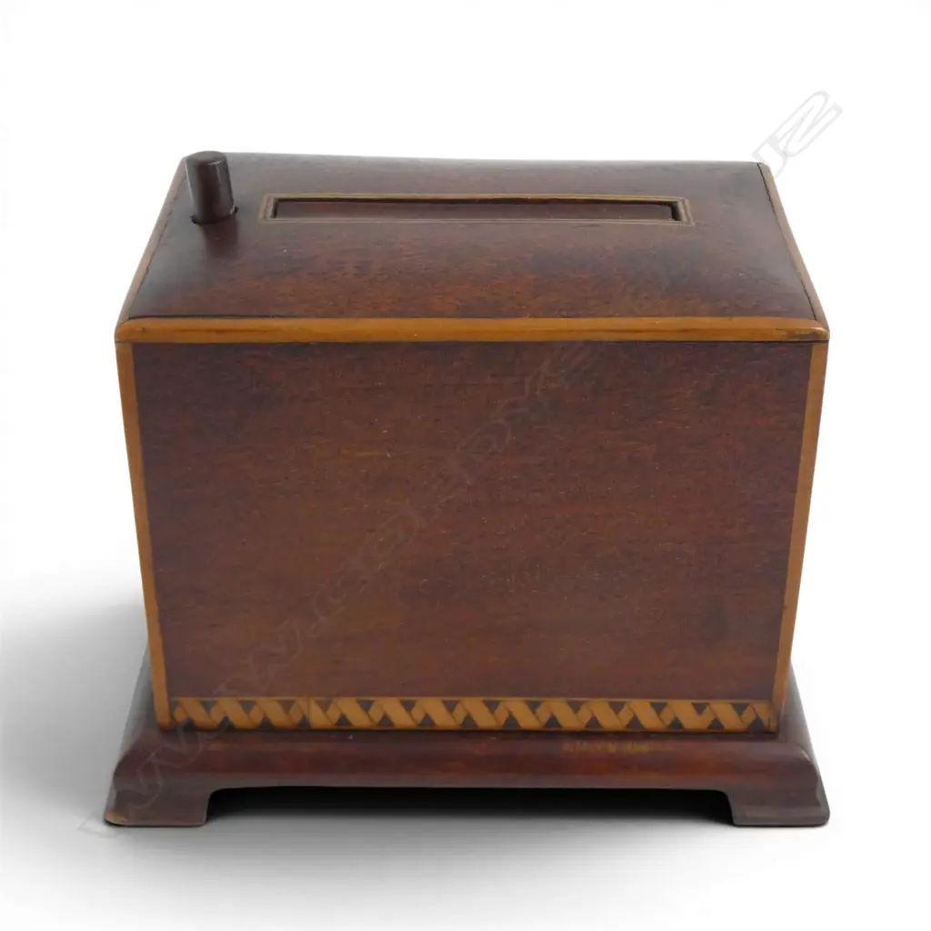 EDWARDIAN MAHOGANY CIGARETTE DISPENSER BOX w INLAID MARQUETRY Image 1++