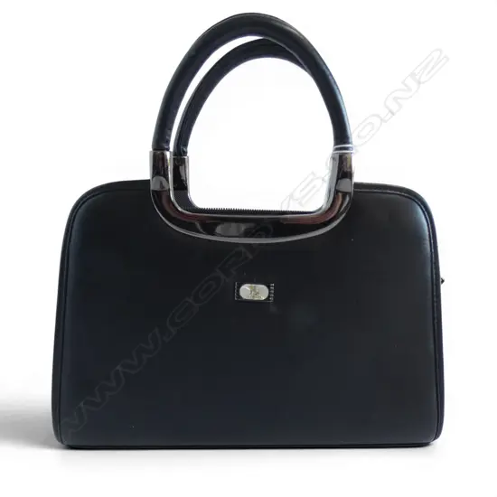 'GOGO' BLACK LEATHER HAND BAG W.275mm