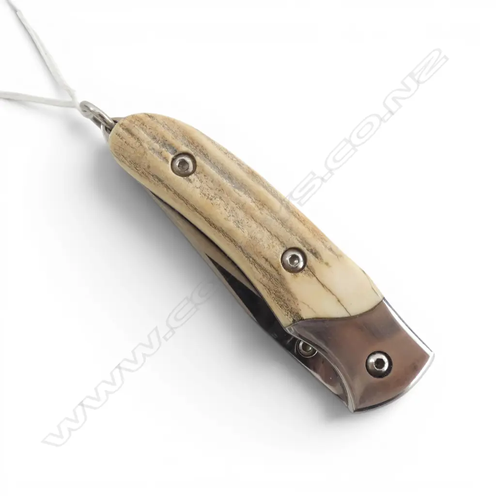 FOLDING P.K. STAINLESS STEEL & ANTLER HANDLE L.85mm Image 1++