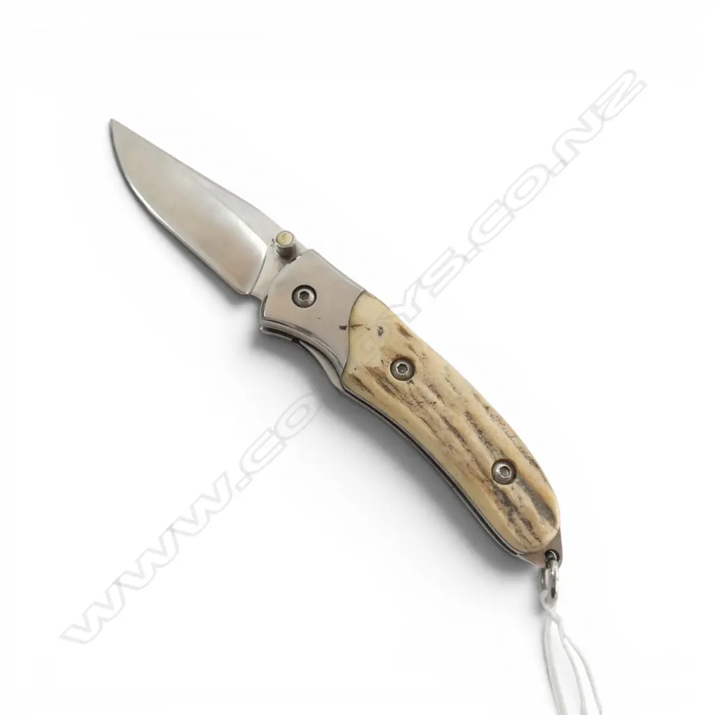 FOLDING P.K. STAINLESS STEEL & ANTLER HANDLE L.85mm Image 1++