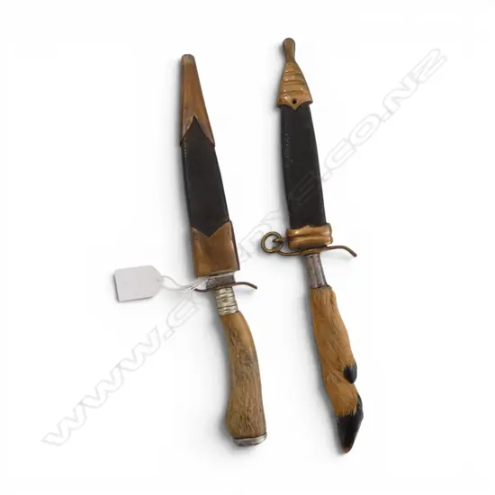 2 VINTAGE HUNTING KNIVES staghorn & deer handle L.310mm
