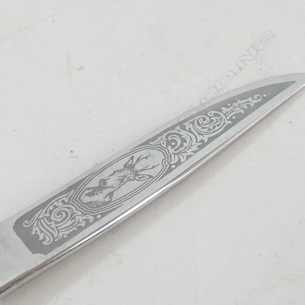 SOLINGEN STAINLESS BLADE w. DEER ANTLER HANDLE & LEATHER SHEATH L.215mm Image 1++