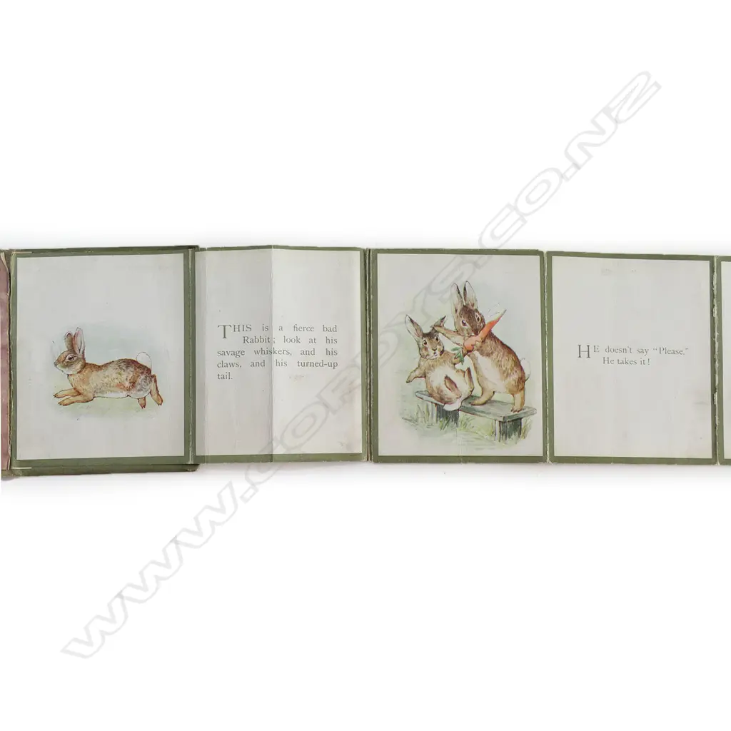 RARE 1906 BEATRIX POTTER 'The Story of a Fierce Bad Rabbit'  ACCORDIAN BOOK, 1st Edition Image 1++