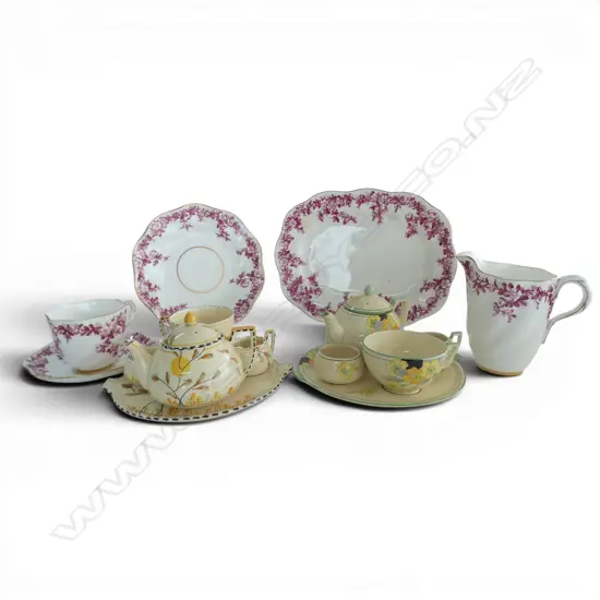 5 PCES COALPORT CHINA, 2 CROWN DEVON BREAKFAST SETS - HAIRLINES
