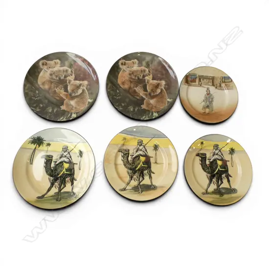 6 ROYAL DOULTON CABINET PLATES, INCL. 2 KOALA 265mm dia