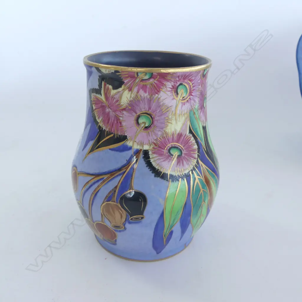 CARLTON WARE BLUE GUM VASE H120 DISH L350 & DECO BOWL DIA150MM Image 1++
