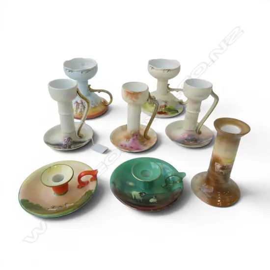 8 ROYAL BAYREUTH CANDLESTICKS / CHAMBERSTICKS