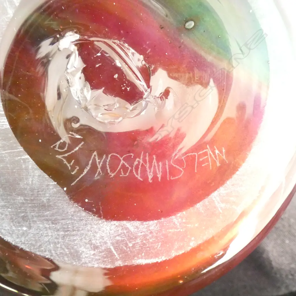 NZ STUDIO GLASS VASE SIGNED NEIL SIMPSON H320MM Image 1++