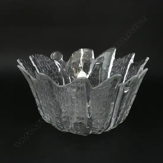 ORREFORS SWEDEN CRYSTAL SERVING BOWL LARS HELLSTEN 1970’s ‘EDEN’, D.240MM H.120MM