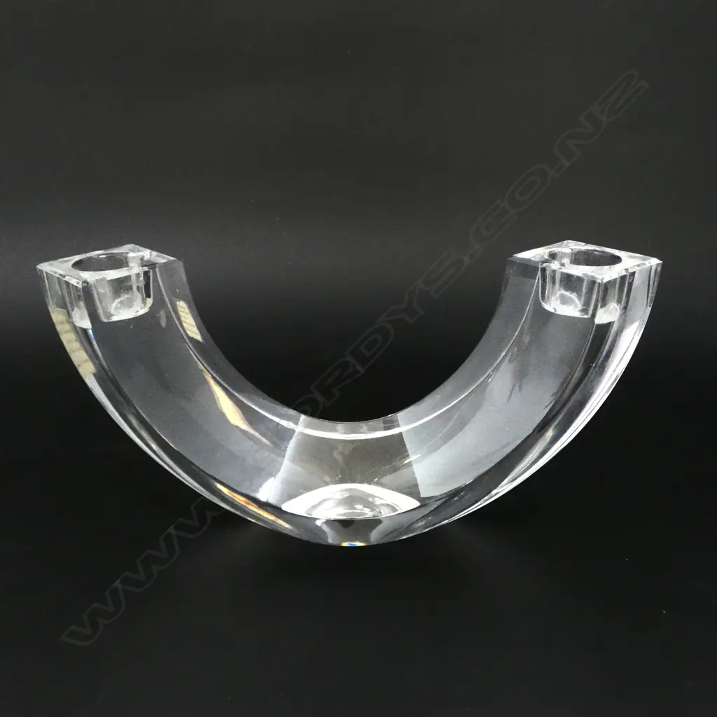 NACHTMANN MARC AUREI MID CENTURY CRYSTAL TWIN CANDLE HOLDER L200MM Image 1++