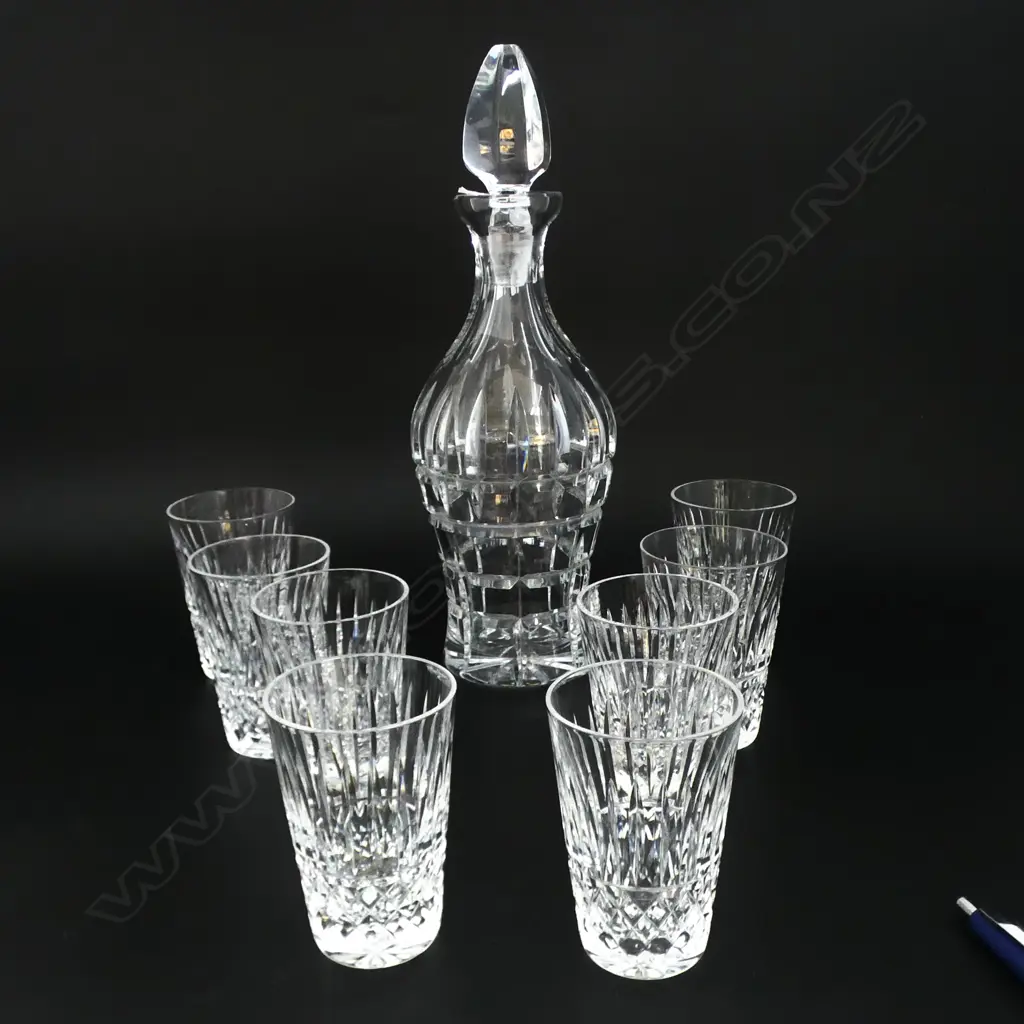 CRYSTAL DECANTER H320MM & 8 WATERFORD GLASSES H100MM Image 1++