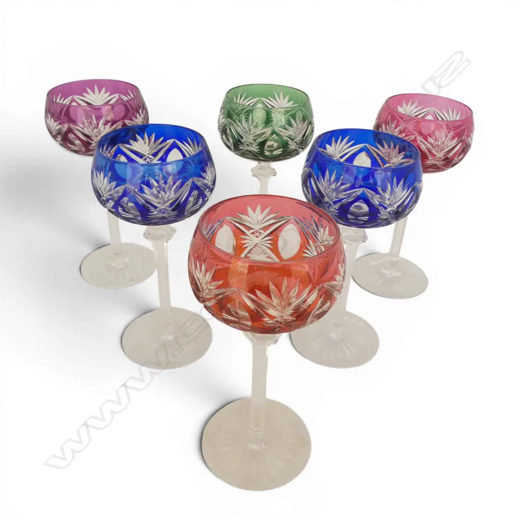 6 BOHEMIAN CRYSTAL WINE GLASSES H.180mm Image 1++
