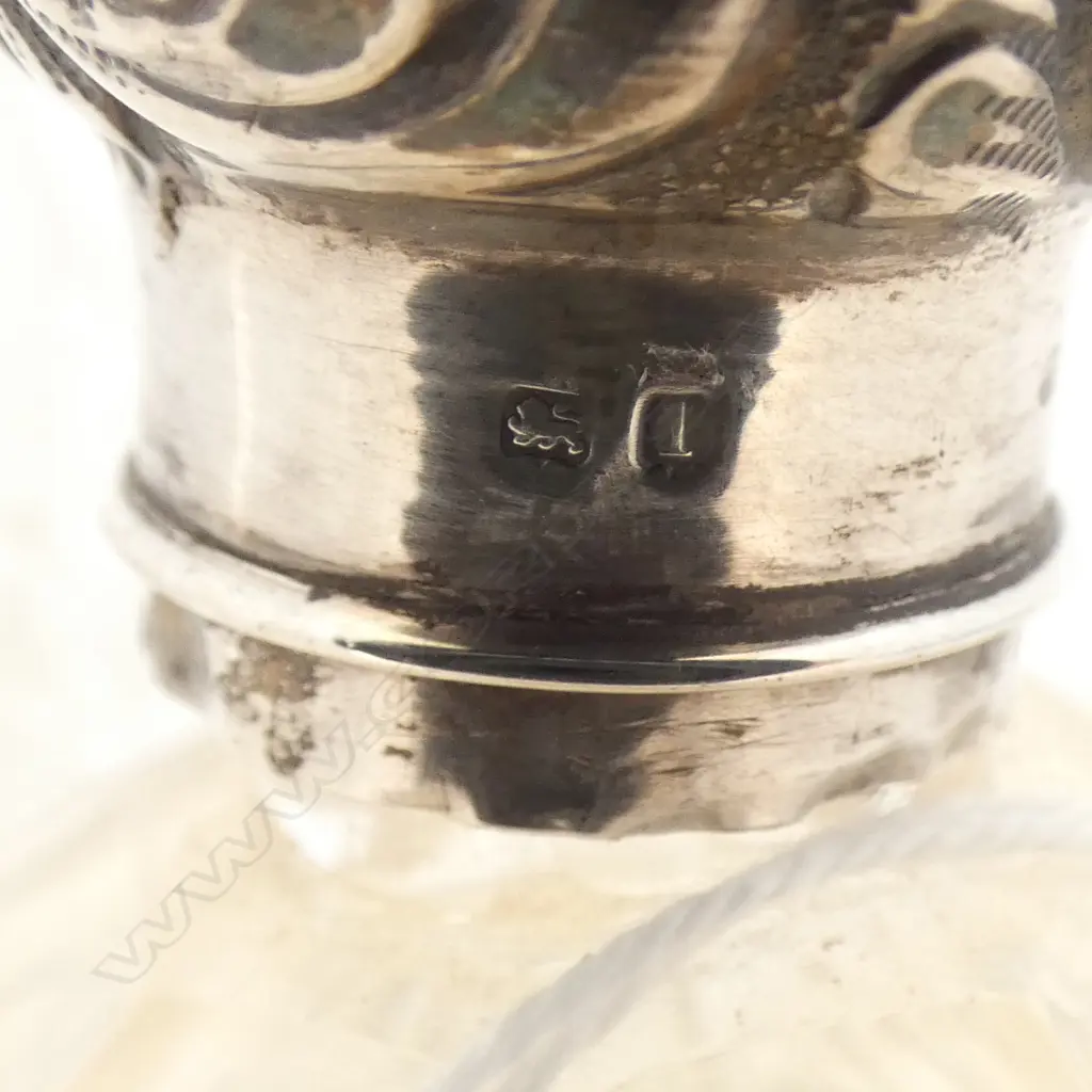 2 CUT CRYSTAL & SILVER TOPPED SCENT BOTTLES  top faulted. Birmingham 1910 & London 1901  Image 1++