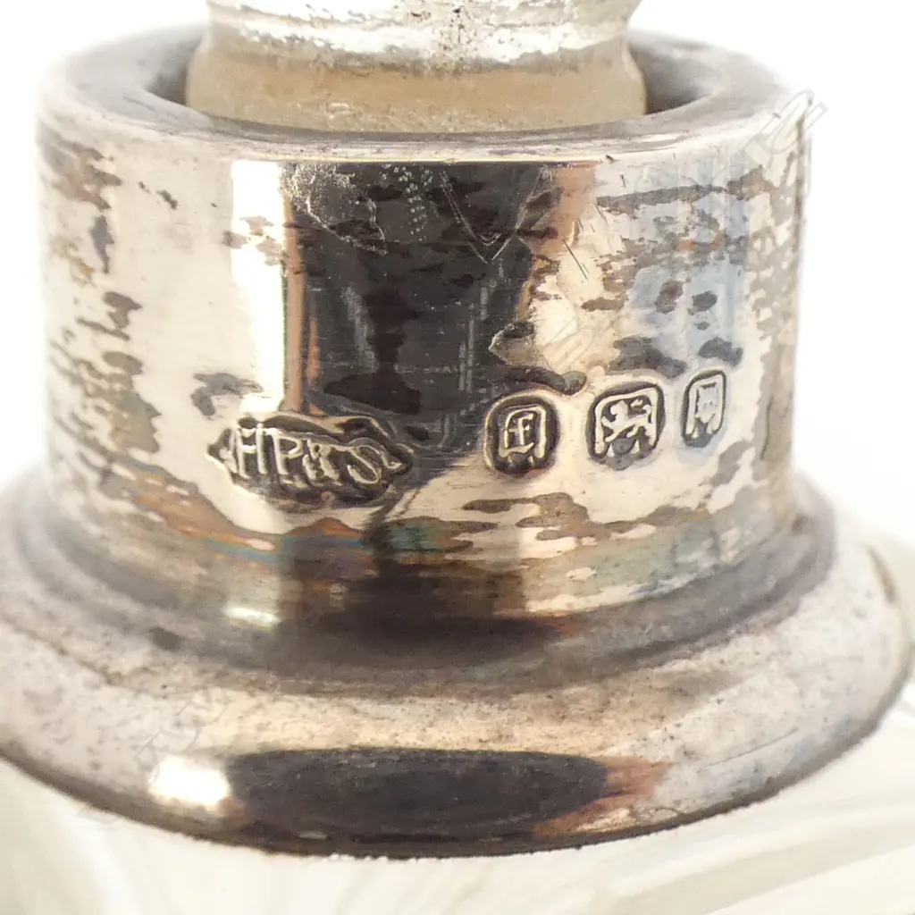 2 CUT CRYSTAL & SILVER TOPPED SCENT BOTTLES  top faulted. Birmingham 1910 & London 1901  Image 1++