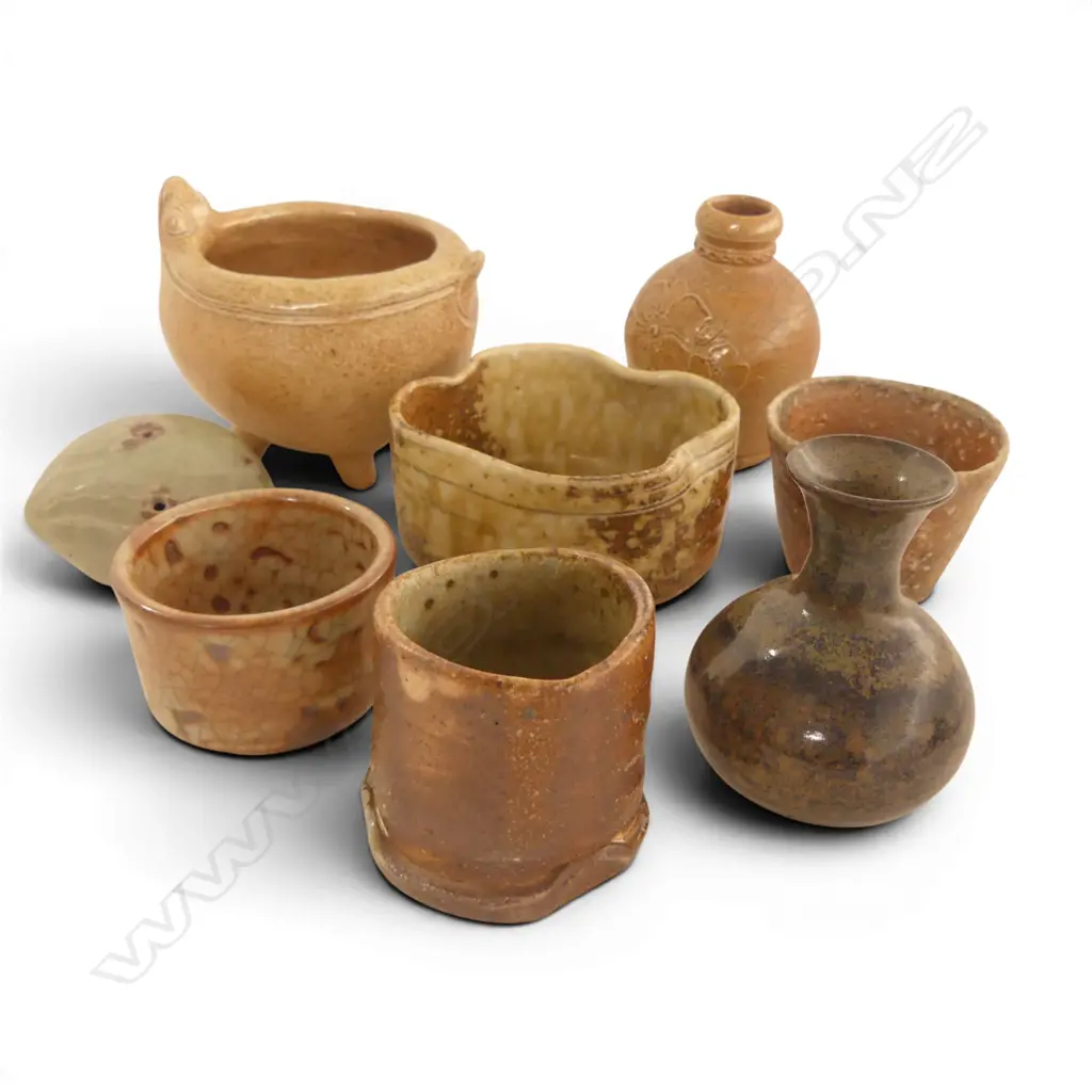 8 SMALL STUDIO POTTERY  VASES & BEAKERS H90MM AVERAGE Image 1++