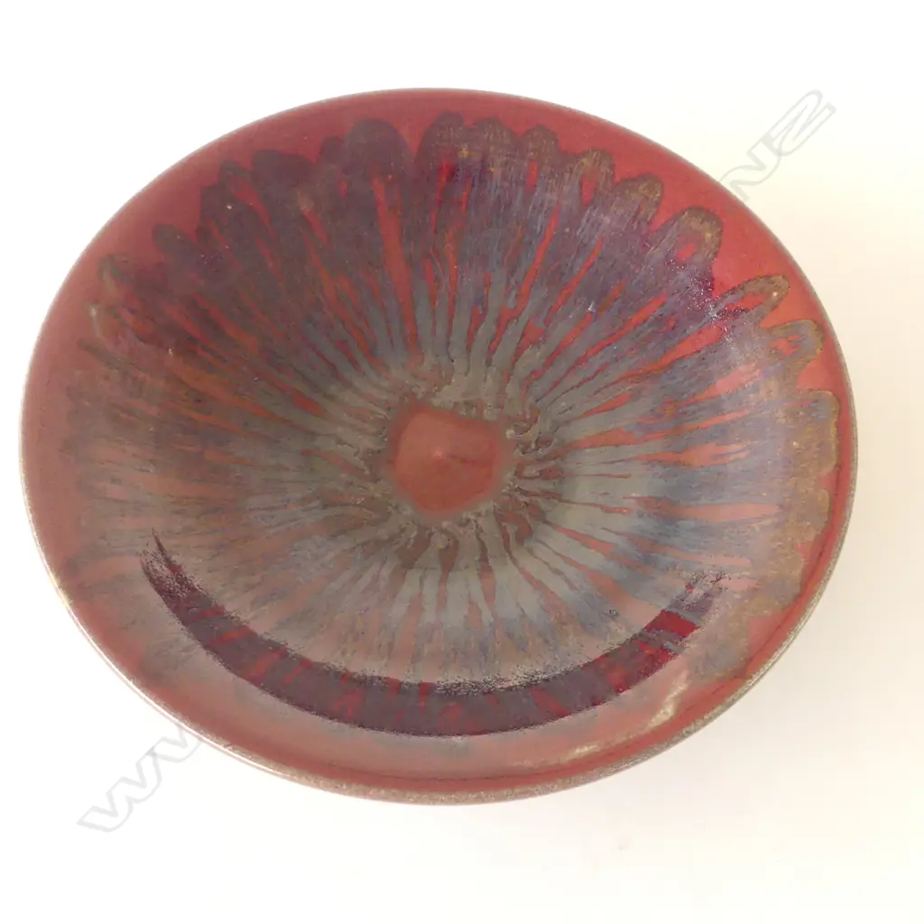 LARGE RED STUDIO POTTERY BOWL DIA 370MM Image 1++