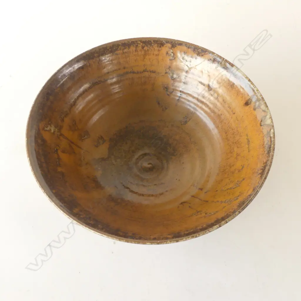 STUDIO POTTERY BOWL BROWN GLAZE DIA280MM Image 1++