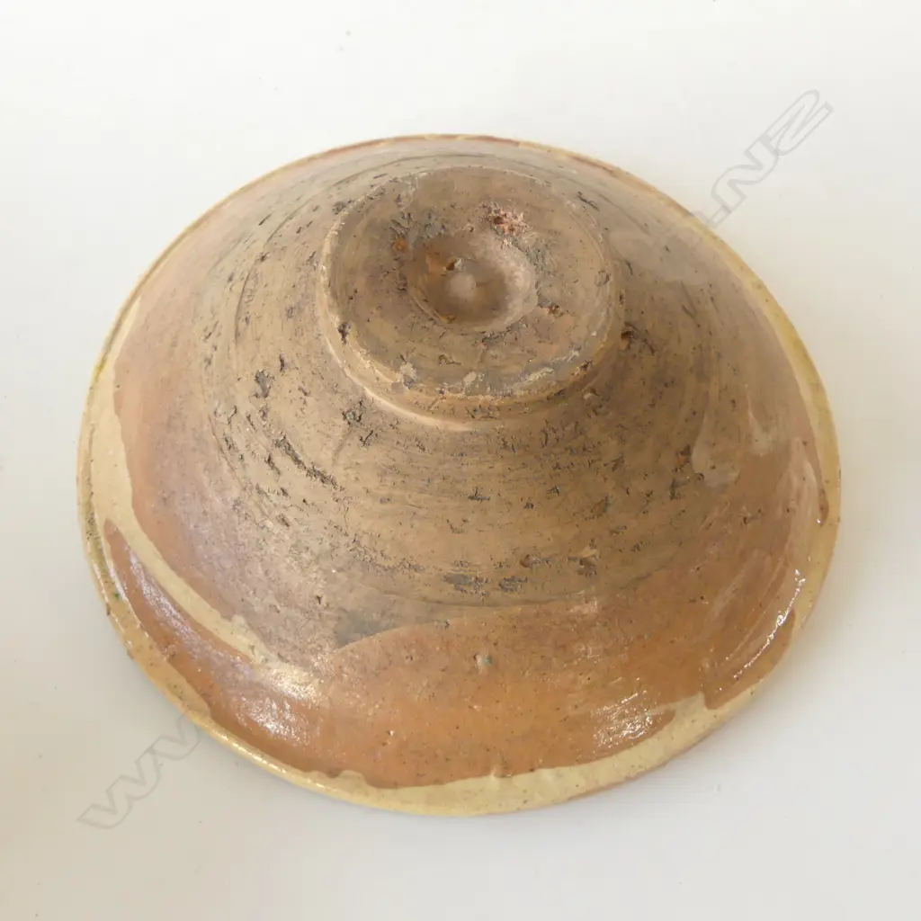 YELLOW EARTHENWARE BOWL TAJIKISTAN FOLK ART TRADITION DIA290MM Image 1++