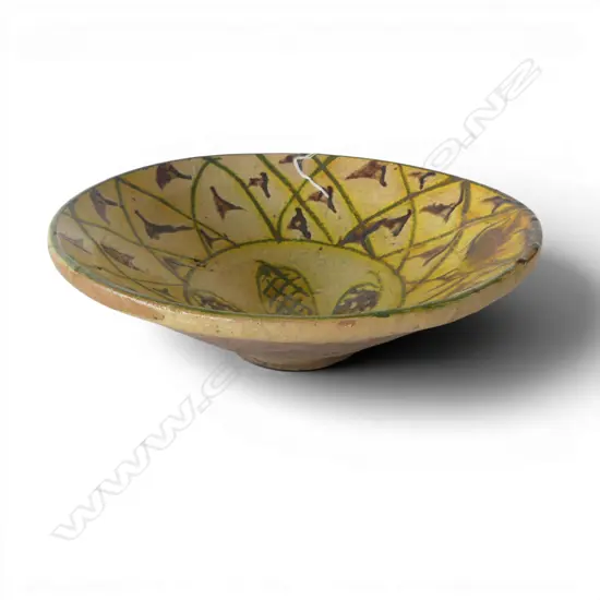YELLOW EARTHENWARE BOWL TAJIKISTAN FOLK ART TRADITION DIA290MM