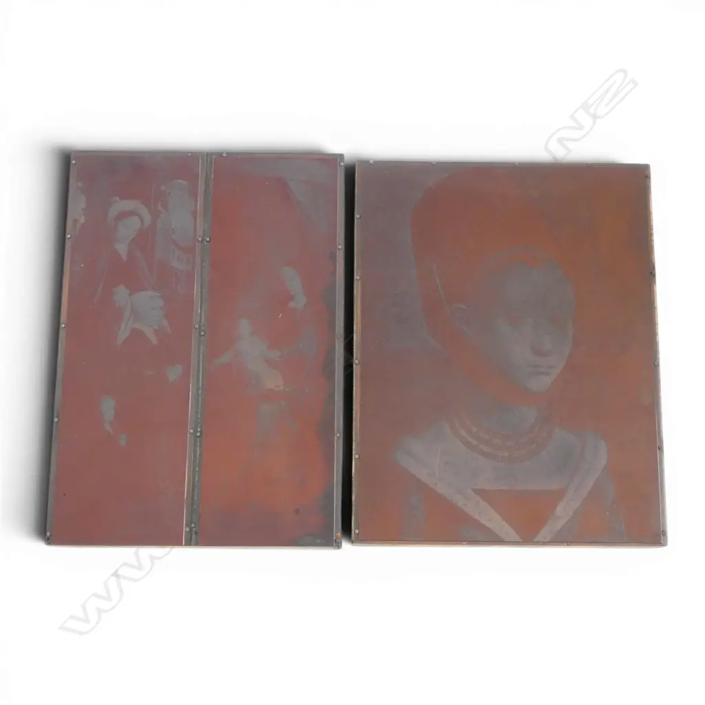 2 PRINTING BLOCKS; BRUGES SCHOOL / PETRUS CHRISTUS PORTRAIT OF A YOUNG GIRL 230x180mm Image 1++