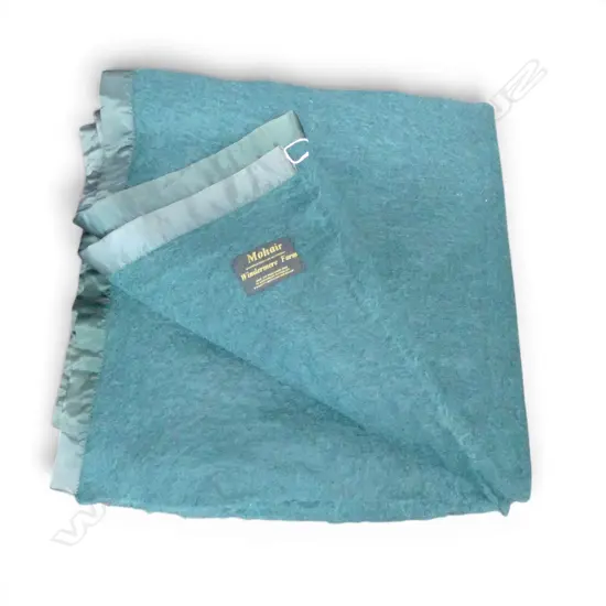 TURQUOISE MOHAIR BLANKET, WINDERMERE FARM 2200x2200mm