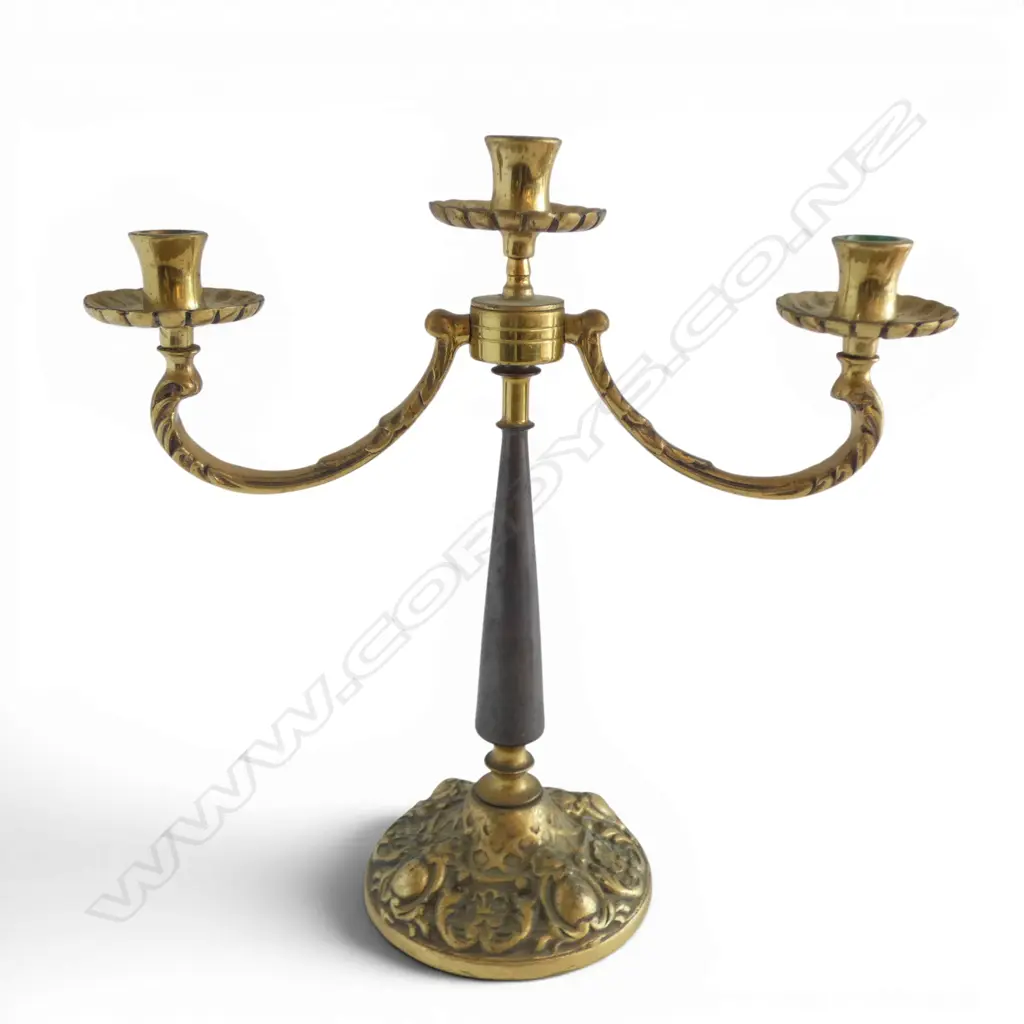 3 BRANCH HEAVY BRASS TABLE CANDELABRA H360MM Image 1++