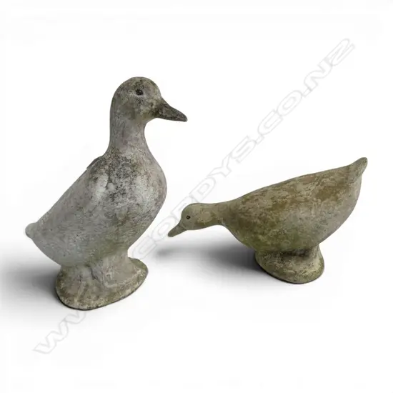 TWO VINTAGE CONCRETE GARDEN DUCKS, L.400MM H.450MM