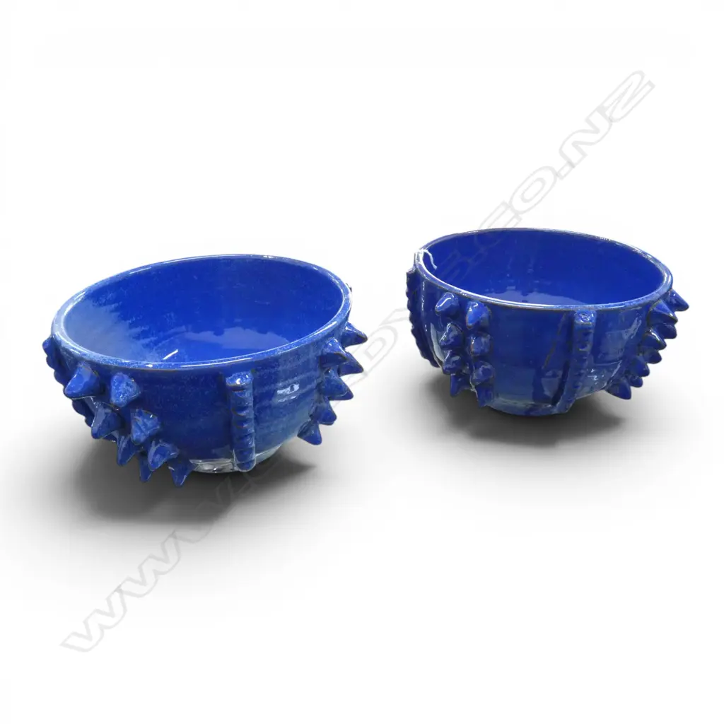 PR BLUE GLAZED POTTERY BOWLS H.140mm, 230mm dia Image 1++