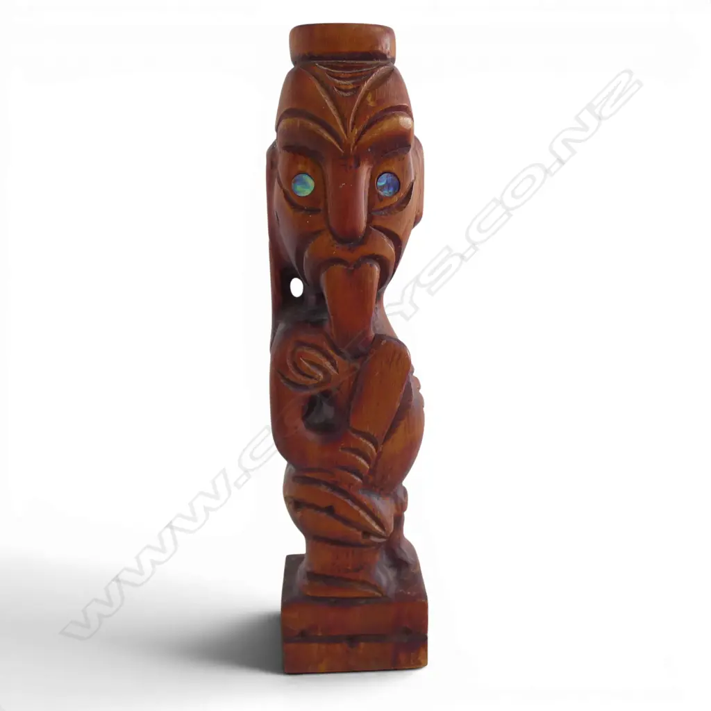 CARVED TEKOTEKO WITH INSET PAUA EYES 38CM TALL Image 1++