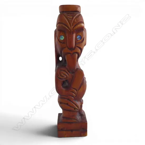 CARVED TEKOTEKO WITH INSET PAUA EYES 38CM TALL